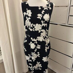 Talbots Womens Dress Navy White Floral